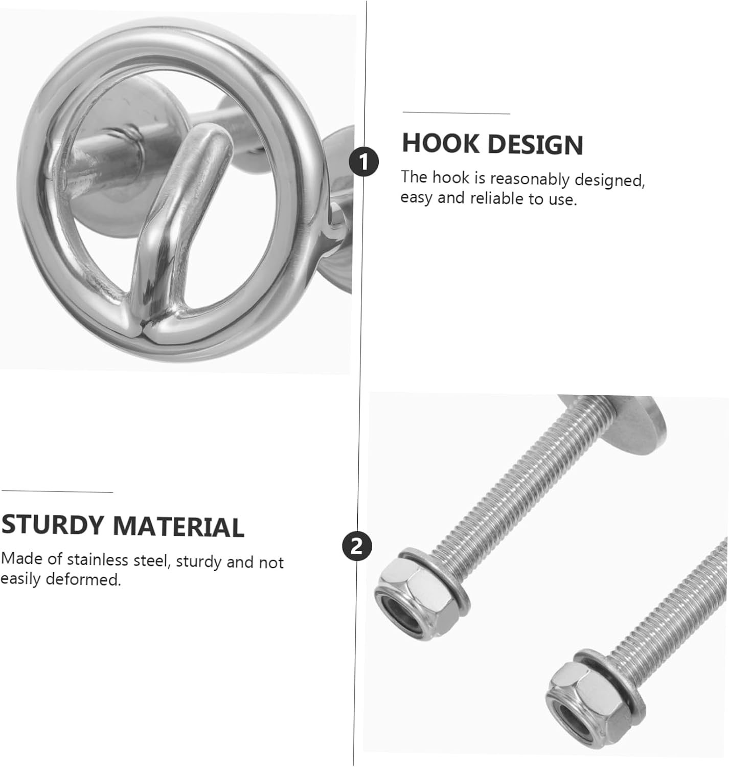 Happyyami Stainless Steel Water Ski Tow Ring 4.21X3.54X2.44In Durable Corrosion-Resistant Boat Hardware Accessory for Water Sports and Ski Tow Hook for Boats