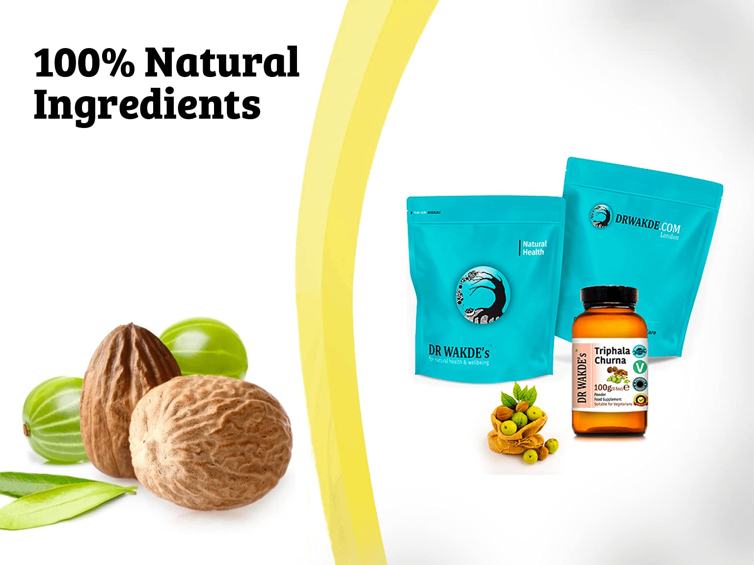 DR WAKDE'S Triphala Churna Pulver - 500g (1,1 lb) | Mischung aus 3 Beliebten Getrockneten Früchten | Amla, Haritaki & Bibhitaki | Pflanzlich | Vegan | Ganz Natürlich