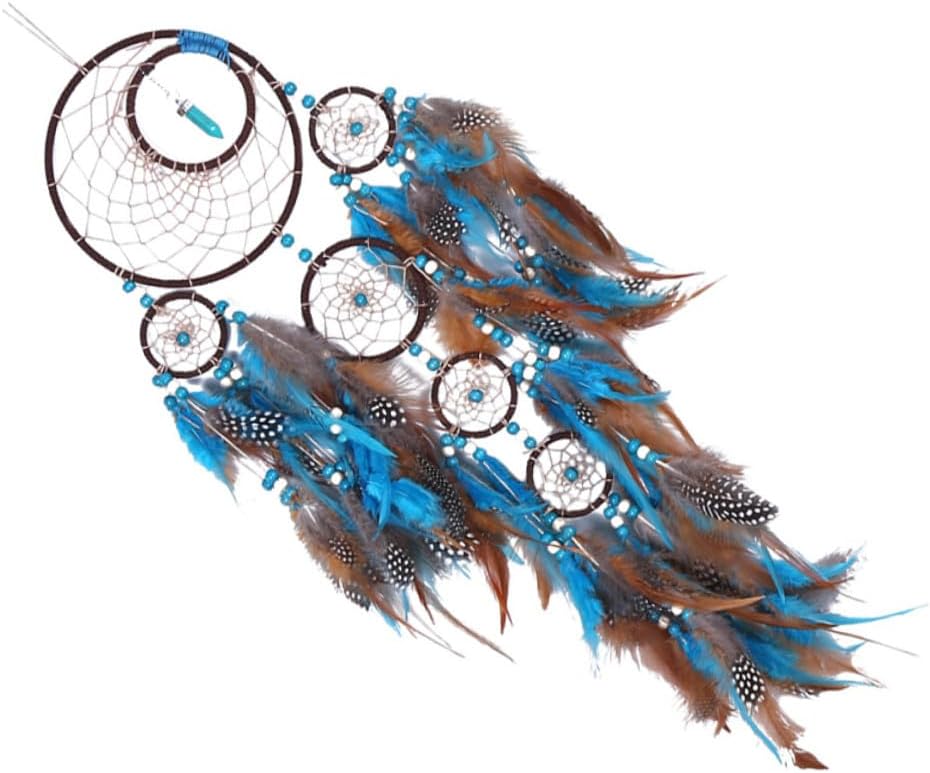 Feather Dream Catcher Wall Hanging Ornament with LED Light, Romantic Boho Home Decoration for Bedroom, Unique Handmade Pendant for Living Room
