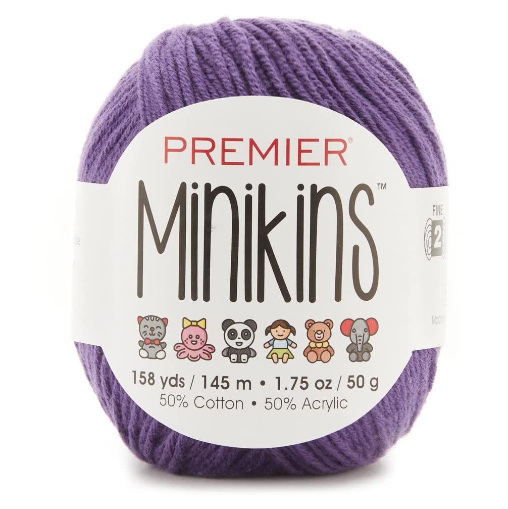 Premier Minikins Yarn-Grape Hilo Fino Antipelusa Suave para Amigurumi