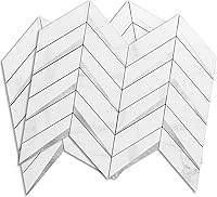 Vista 11 de DICOFUN 1-Sheet White Hexagon Tile Peel and Stick Backsplash, Marble Look PVC Mixed Silver Metal Mosaic Tiles for Kitchen and Bathroom