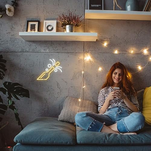 Miniatura 7 de Letrero de neón con luces de neón de champán pop para decoración de pared, arte 3D, luz de neón, para cumpleaños, Año Nuevo, boda, fiesta, estética,