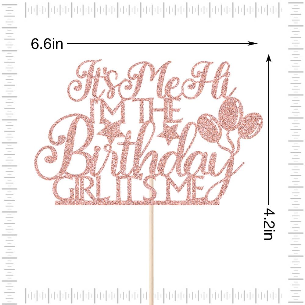 Crseniny Girl Happy Birthday Cake Topper?Pink Girl Princess Cake Decorations?Glitter Crown Girl Cake Decoration for Girl Theme Wedding Birthday Baby Shower Party Decoration Supplies Rose Gold