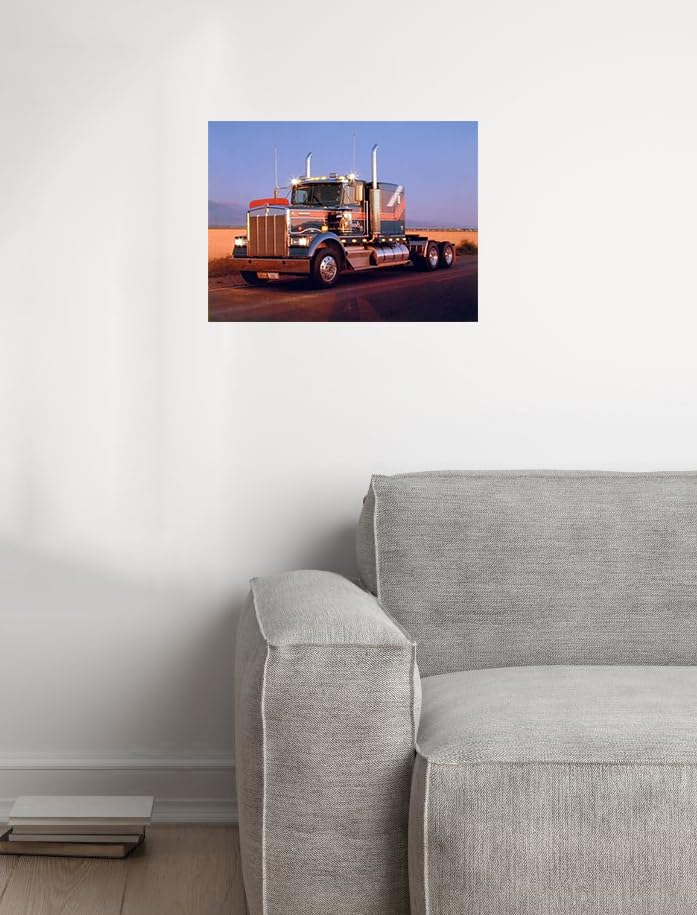 TRUCK FURNITURE　アートポスター　フレーム　② Amazon.com: Impact Posters Gallery Kenworth At Dusk Diesel Big Rig