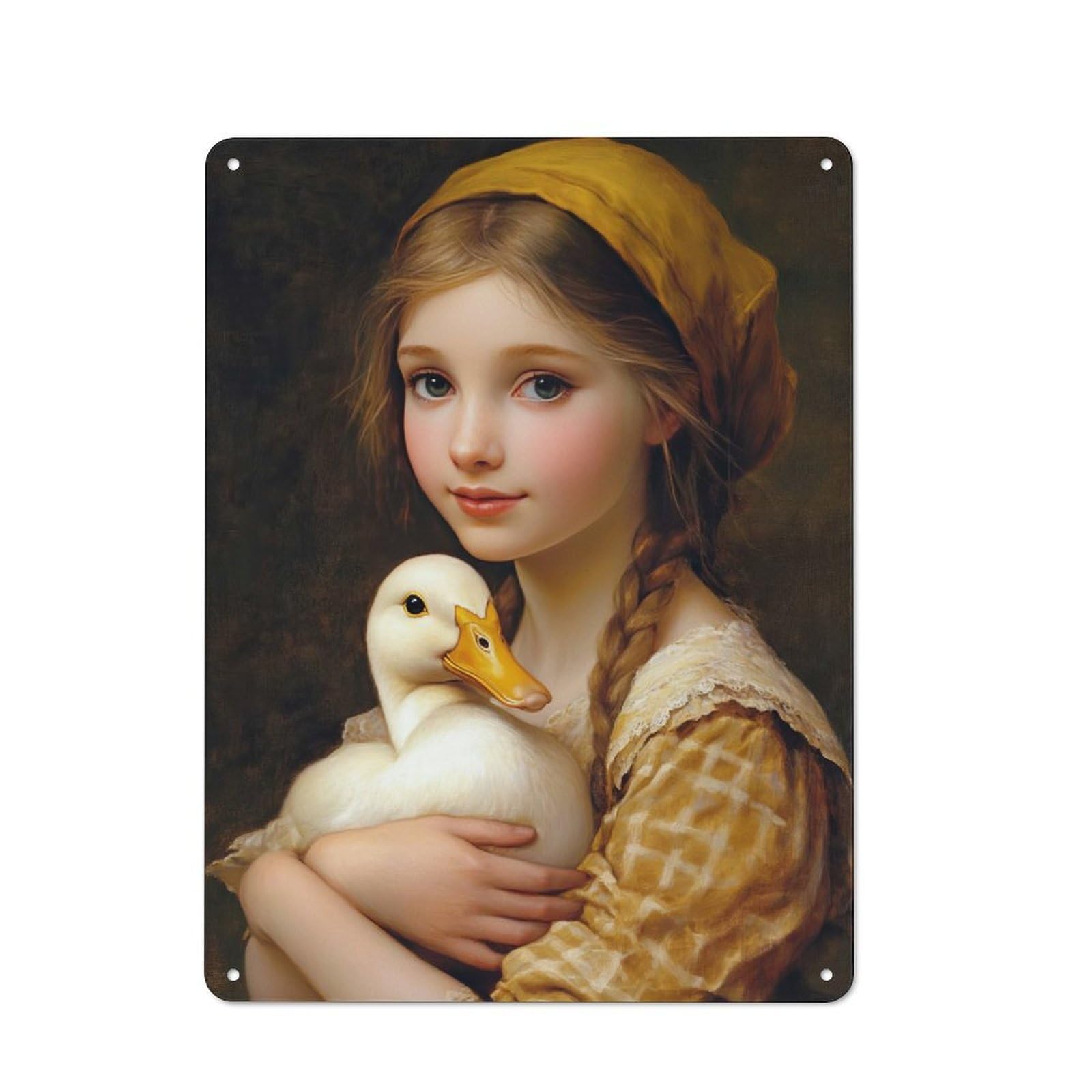 Junmoney Girls With Duck Tin Wall Plaque 40X30cm With For Hobby Room Or Studio, New Home Wall Decor For Creative Interior Collectors