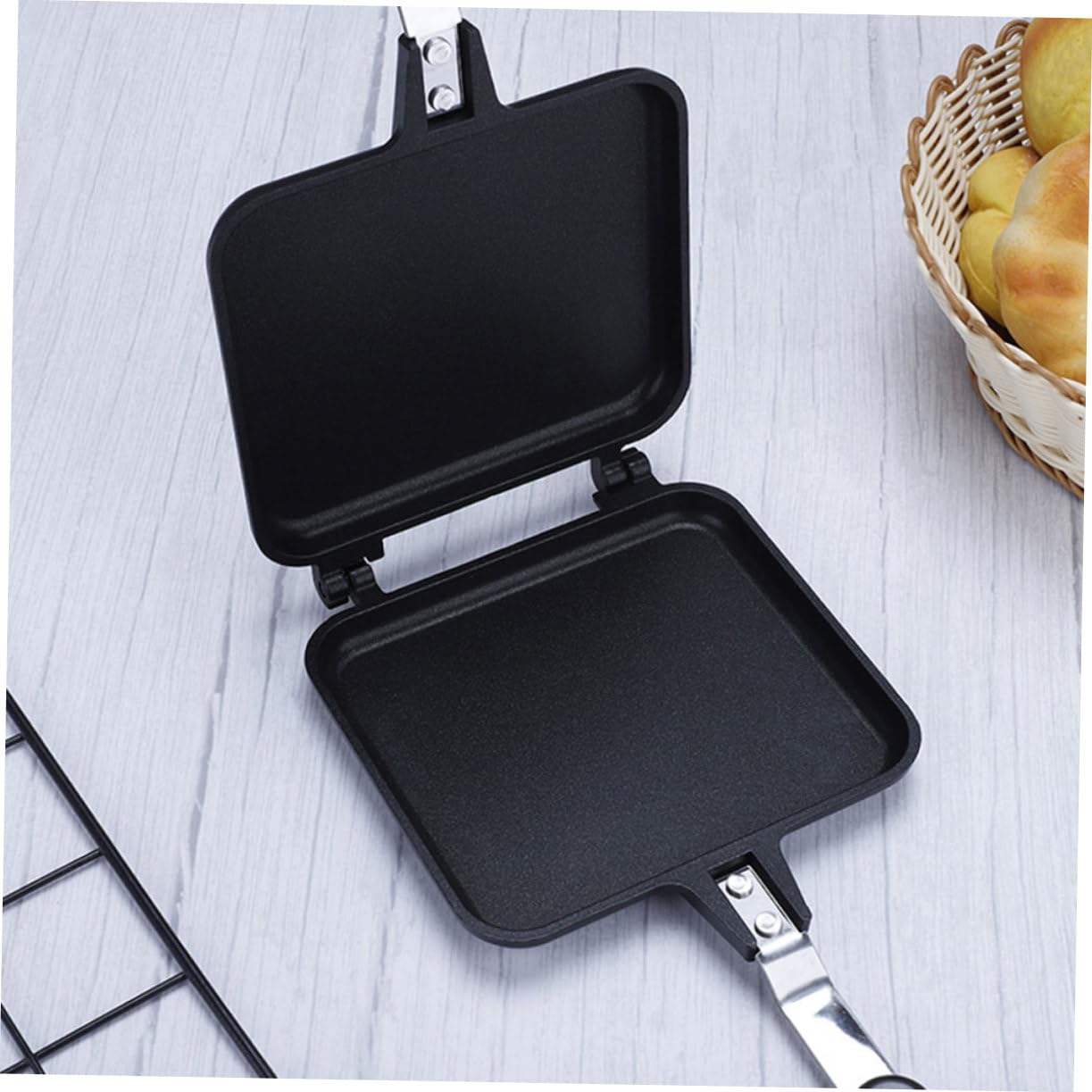 TOYANDONA Teglia per Sandwich Antiaderente Teglia Doppio Lato per Toast Padella per Pane Manico Appeso Utensili da Cucina Resistenti e Facili da Pulire