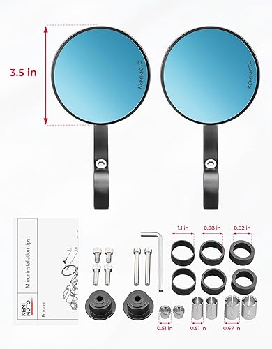 Vista 4 de KEMIMOTO espejos laterales extremos con manillar 7/8 pulgadas, Round