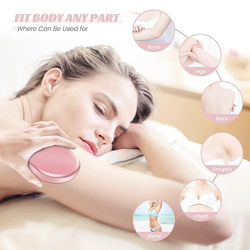 Miniatura 3 de Removedor de vello de cristal para mujer, exfoliante sin dolor, reutilizable para brazospiernas (rosa mate)