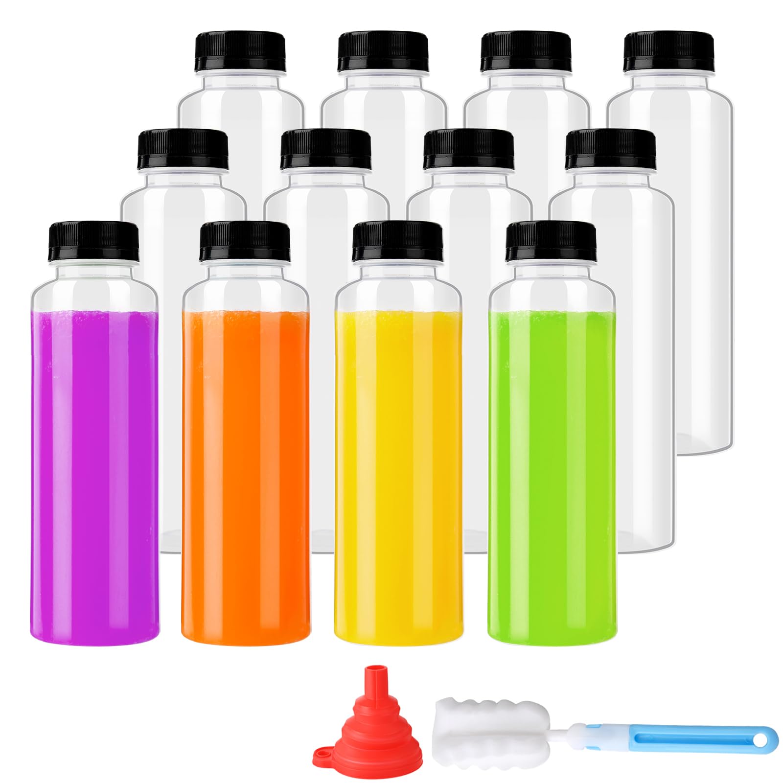 zmybcpack 12 Pack 10oz PP Heat-Resistant Plastic Juice Bottles