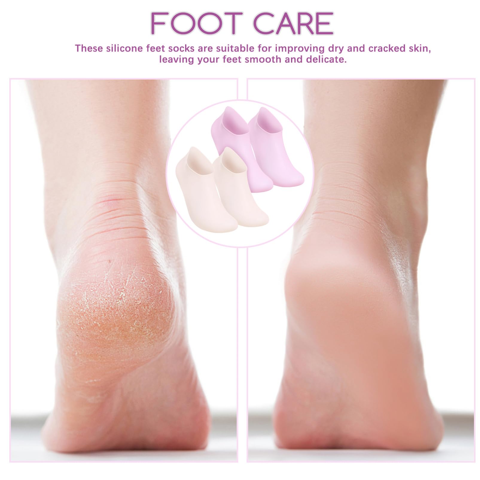 4 Pares de Calcetines de Silicona Cómodos y Suaves Hidratantes para Mujer Ideales para Pies Secos y Agrietados en Casa