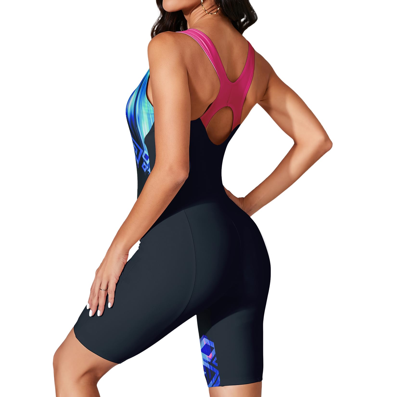 Costume da Bagno Donna Intero Boyleg Sportivo Costumi Interi Costume da Bagno Modesto