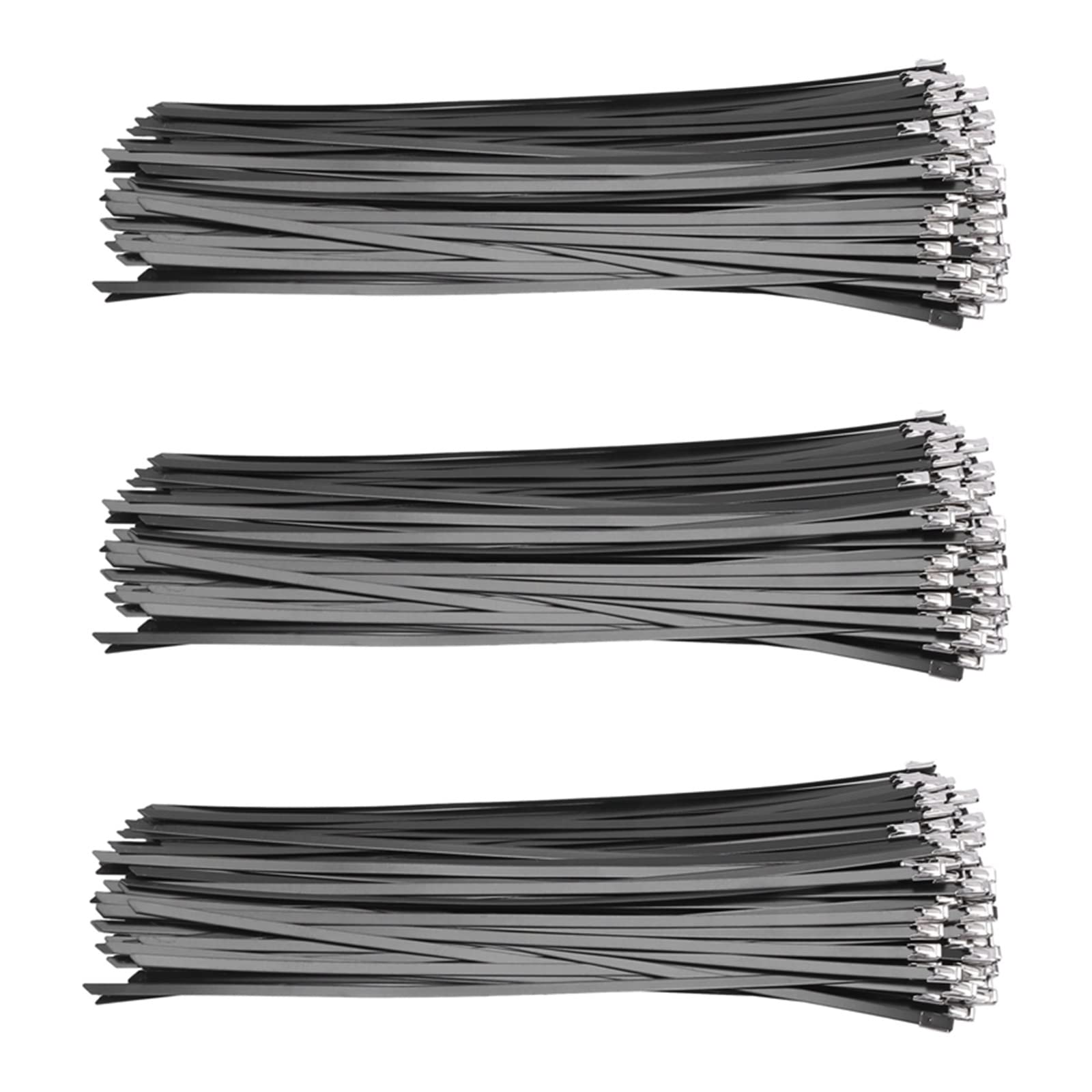 RWRAPS Fascette per Cavi in Acciaio Inossidabile - 300 Pezzi/Lotto, Fascetta per Cavi in Acciaio Inossidabile 304 Rivestita in plastica PVC da 4,6 mm x 300 mm (Nero)