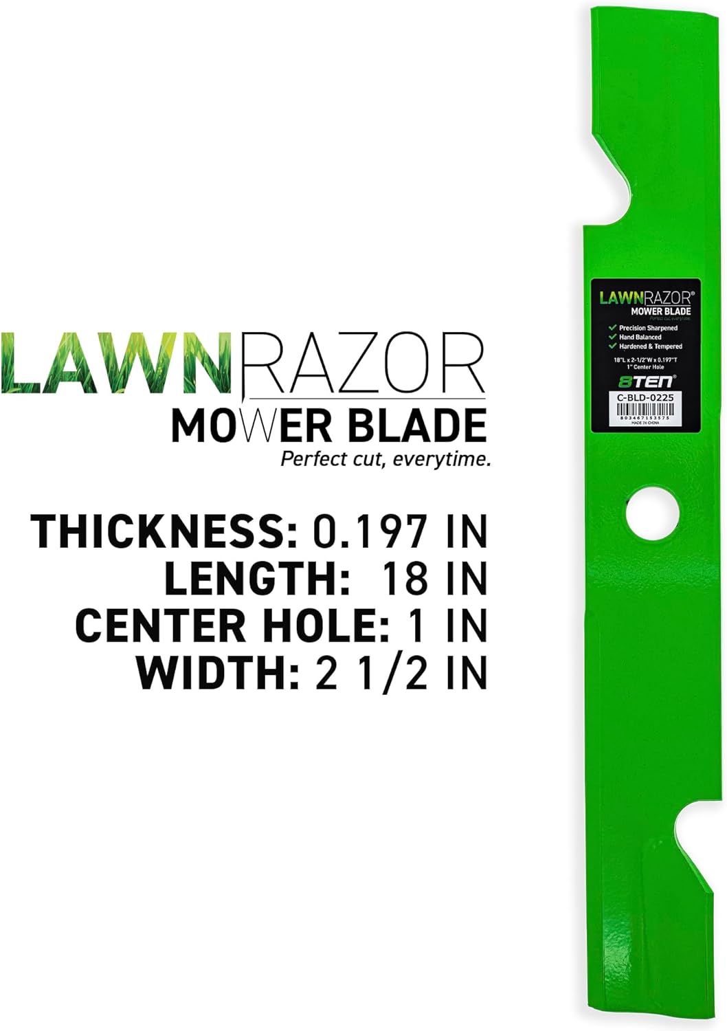8TEN LawnRAZOR Blade Set for Exmark Toro Lazer Z Turf Tracer Pioneer 52" 103-6402-S 109-6873 (Notched High Lift) 3 Pack