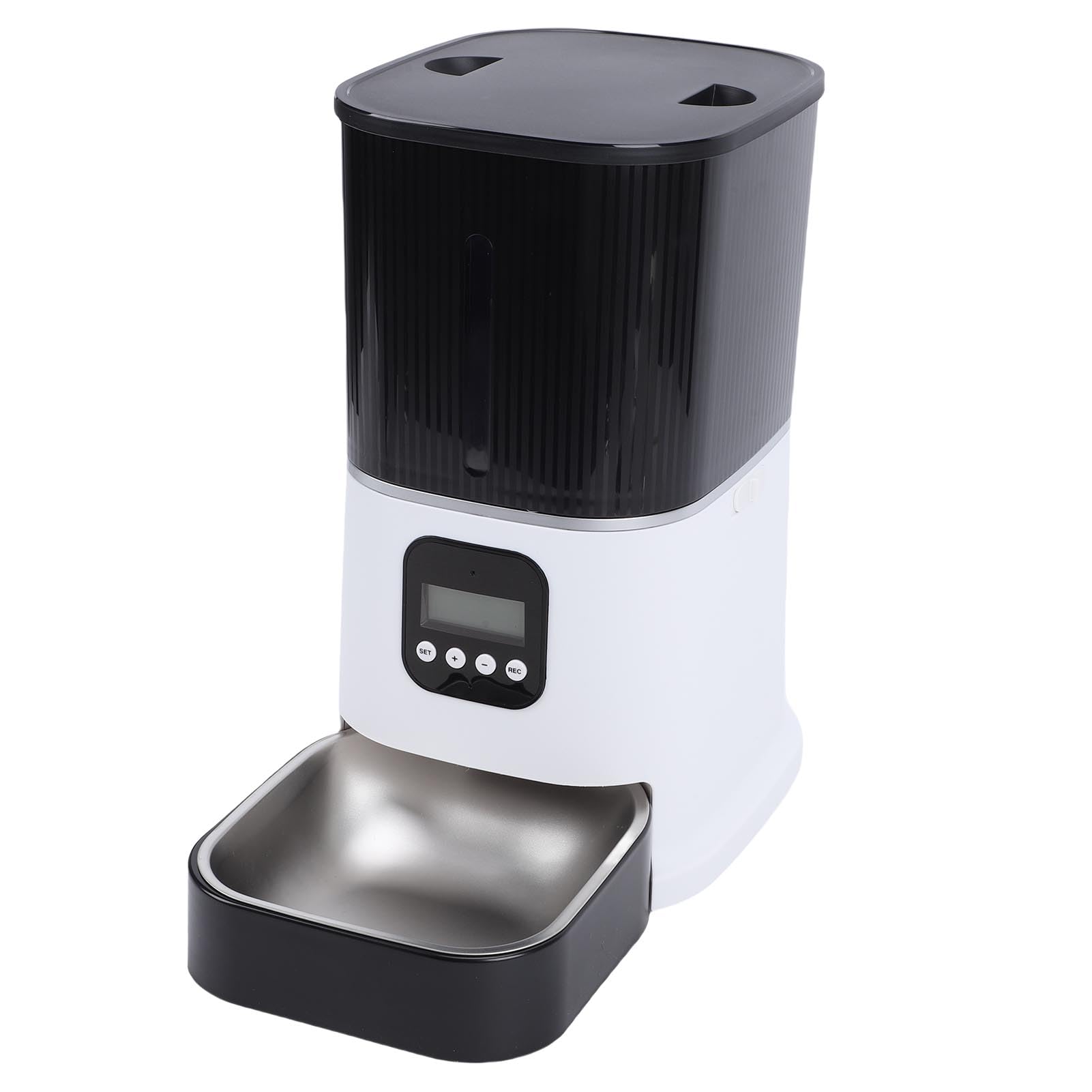TOPINCN Mangeoire Automatique pour Chat 6L Écran LCD Distributeur de Nourriture pour Chat Chronométré avec Double Alimentation Batterie USB Secours d'urgence Zéro Coins de Nettoyage pour