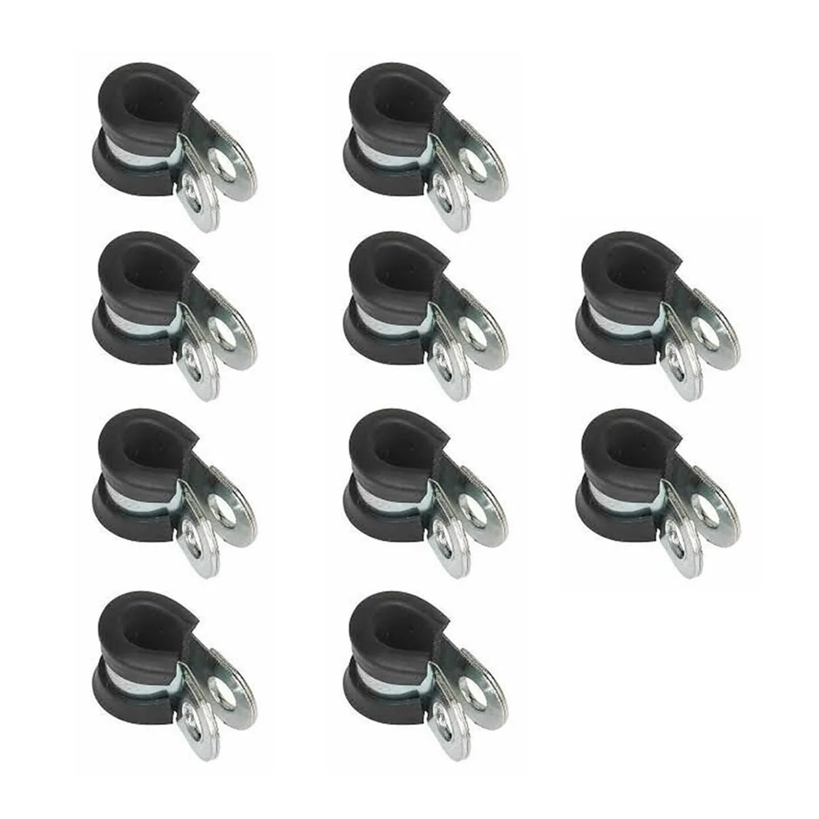 Pipe clamp 10x Metal P Clips Rubber Lined Wiring Hose Pipe Clamp for Brake Gas Line Fixing Accessories