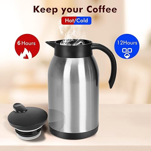 Miniatura 4 de Dispensador térmico de jarra de café de acero inoxidable termo irrompible de doble pared al vacío gran capacidad 40 onzas 12 L agua té bebida té