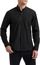 HISDERN Chemise Oxford Homme Manches Longues Chemise Décontractée Coton Chemises Hommes Couleur Unie Business Casual Bouton Shirts avec Poche Regular Fit