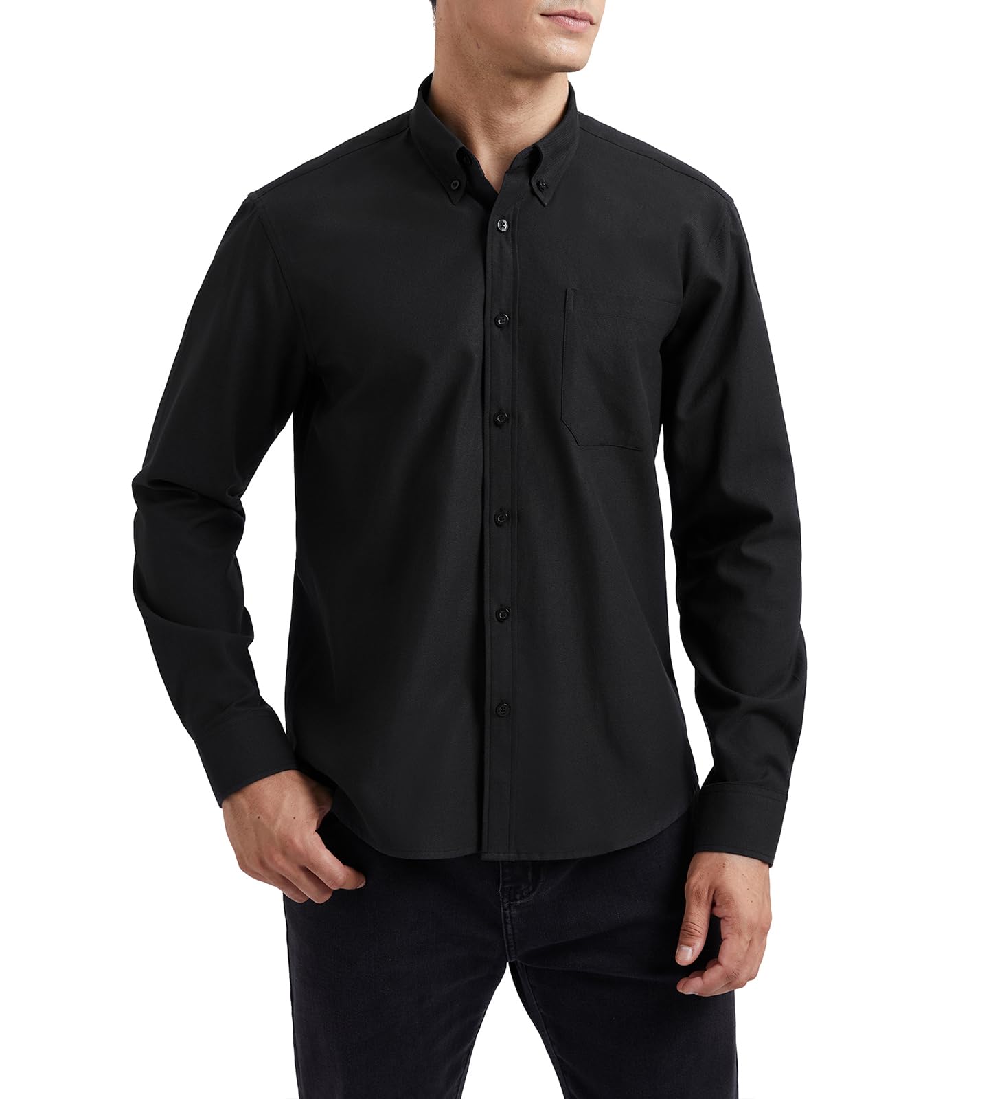 HISDERN Camisa de Hombre Manga Larga Oxford Casual Informal Camisas de algodón con Bolsillo Regular Fit S-4XL