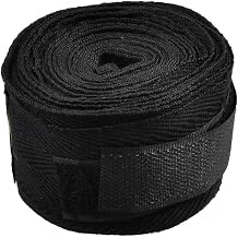Ruilogod 2 Pcs Hook Loop Fasteners Boxing Hand Wraps Bandages Black Cotton Inner Gloves