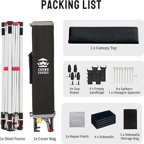 Miniatura 91 de CROWN SHADES Tienda de campaña desplegable con toldo instantáneo comercial de 10 x 10 pulgadas con bloqueo central