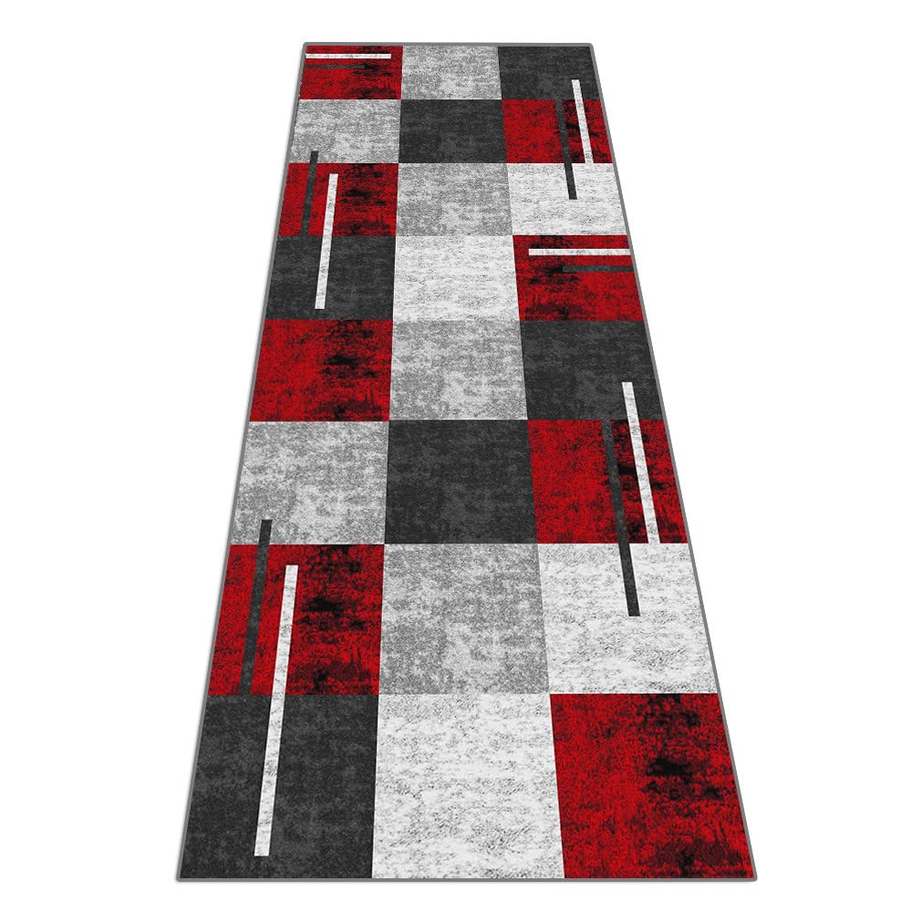 Tapis de cuisine moderne antidérapant rouge 60 x 130 cm