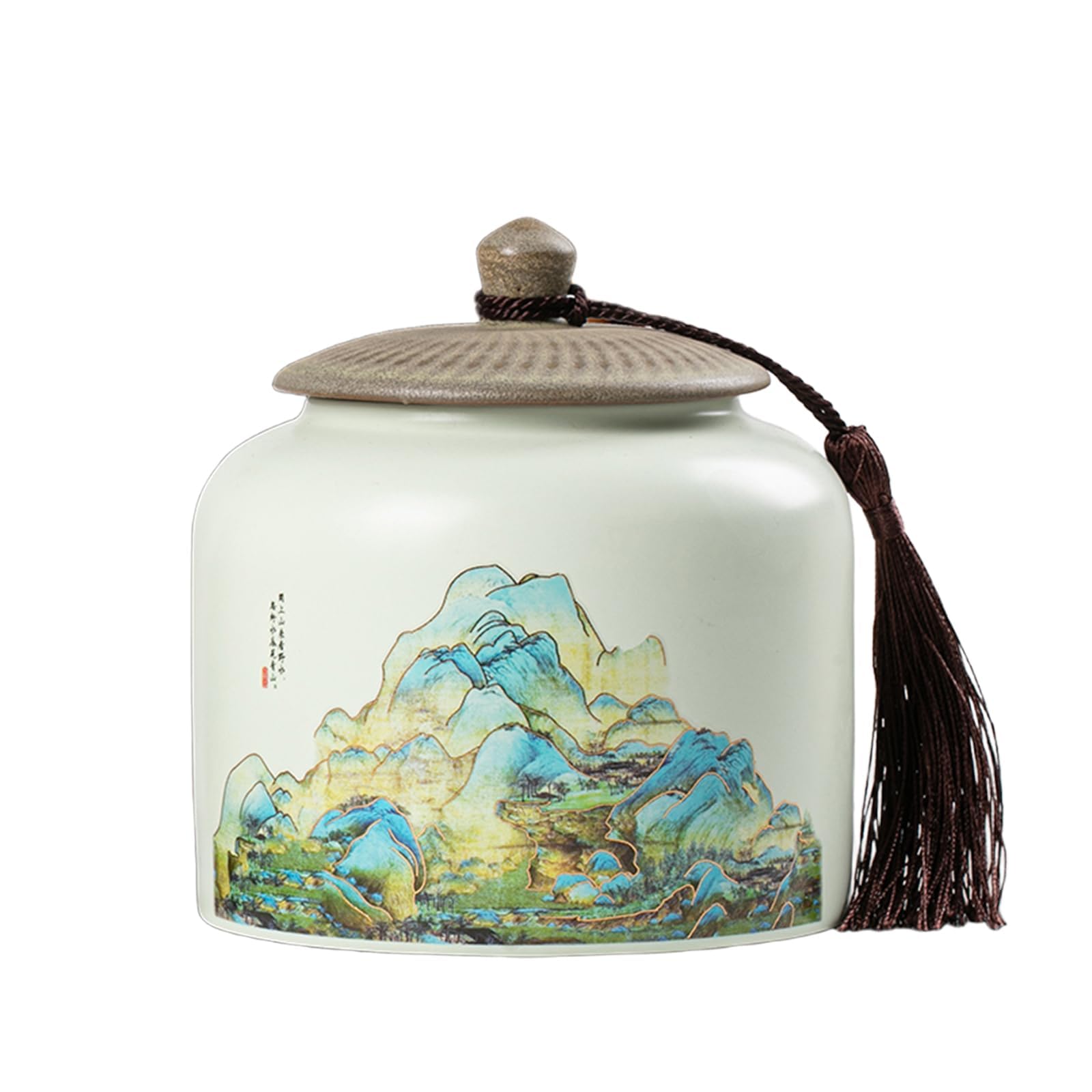 Dxcaicc Ceramic Food Storage Jar Coffee Canister with Lid Cookie Candy Chinese Retro Tea Airtight Vintage Ceramic Storage Kitchen Jar,A
