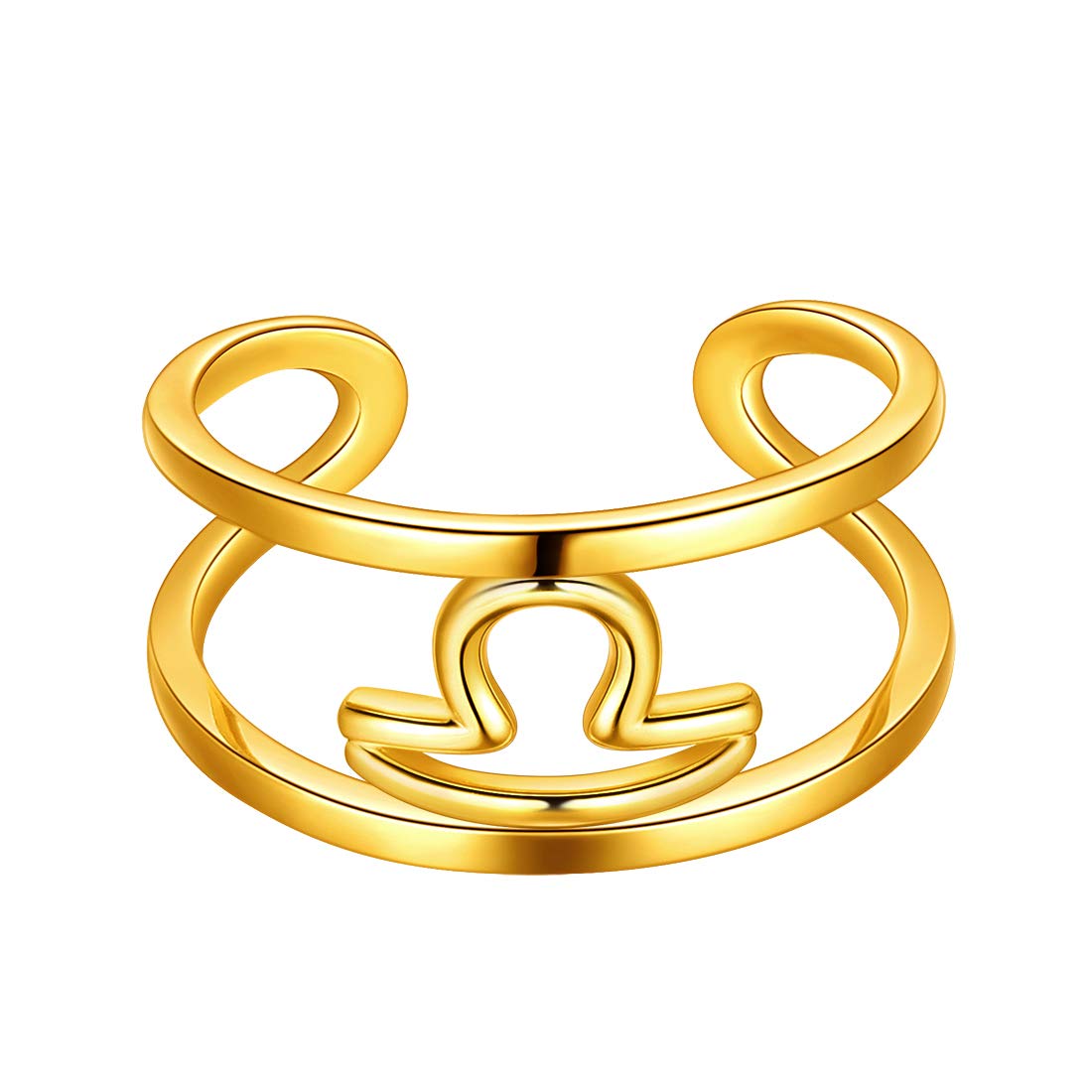 Beautlace Adjustable Gemini Zodiac Ring - 18K Gold Plated Constellation Horoscope Jewelry