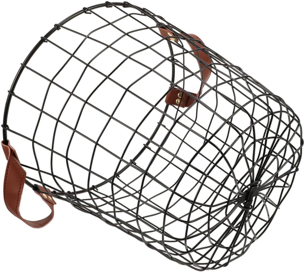 Large Round Iron Firewood Basket Metal Storage Bin for Firewood Laundry and Toys Ventilated Design for Outdoor Indoor Use Rustic Farmhouse Organizer with Handle