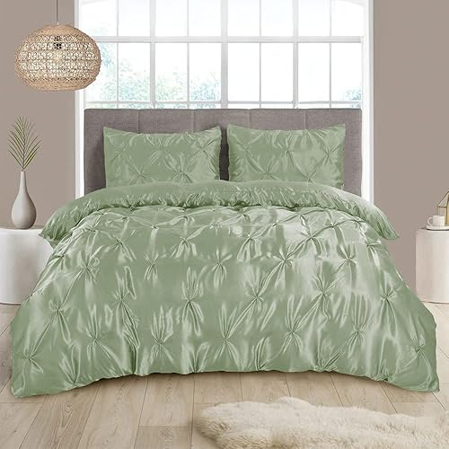 Miniatura 5 de Juego de funda de edredón de satén de 1 pieza, tamaño King de Alaska, juego de cama de lujo sedoso como rosa con cierre de cremallera, solo 1 funda