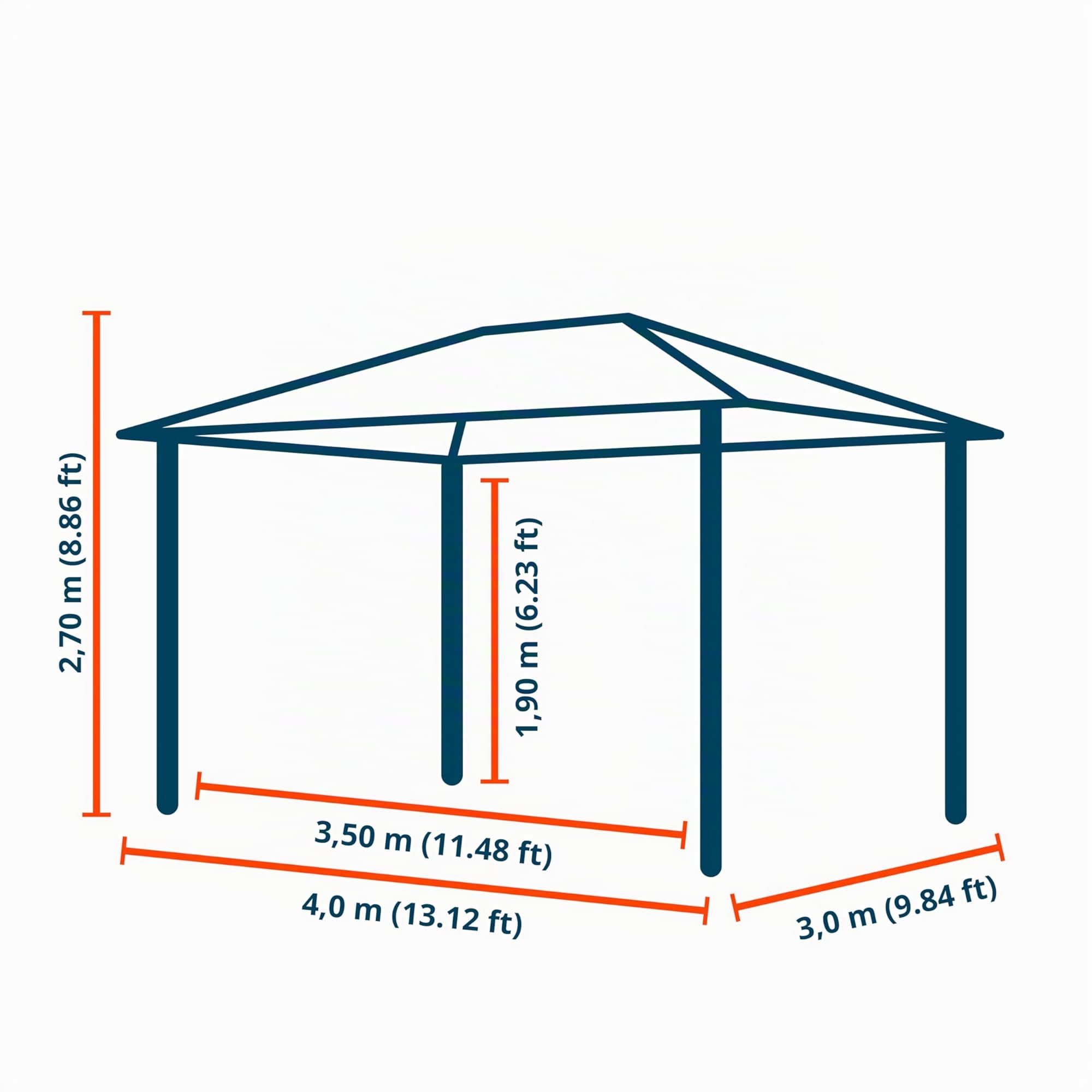 Cenador de jardín 3x4 m Aprox. 180g/m² Lona de Techo pabellón Impermeable 4 Lados Carpa de Fiesta Gris