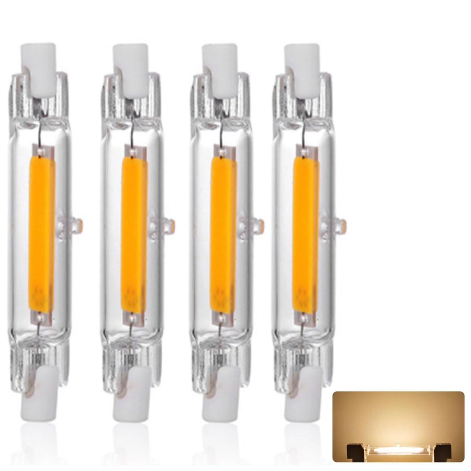 R7S LED Bulb 78mm Dimmable, 10W Light Bulb, Equivalent J78 100W Halogen, 1000LM, Warm White 2700K, COB Double Ended Reflector Linear Lamp for Ceiling Wall Lamp, 4 Pack