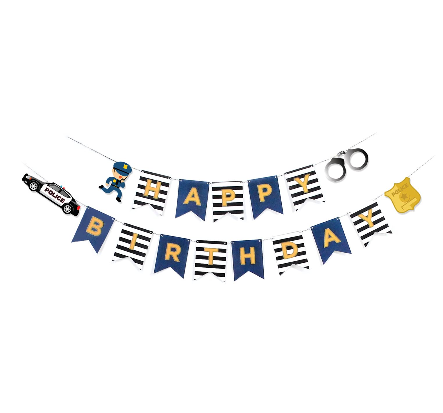 Cops and Robbers - Happy Birthday Banner, Police Birthday Party Decorations