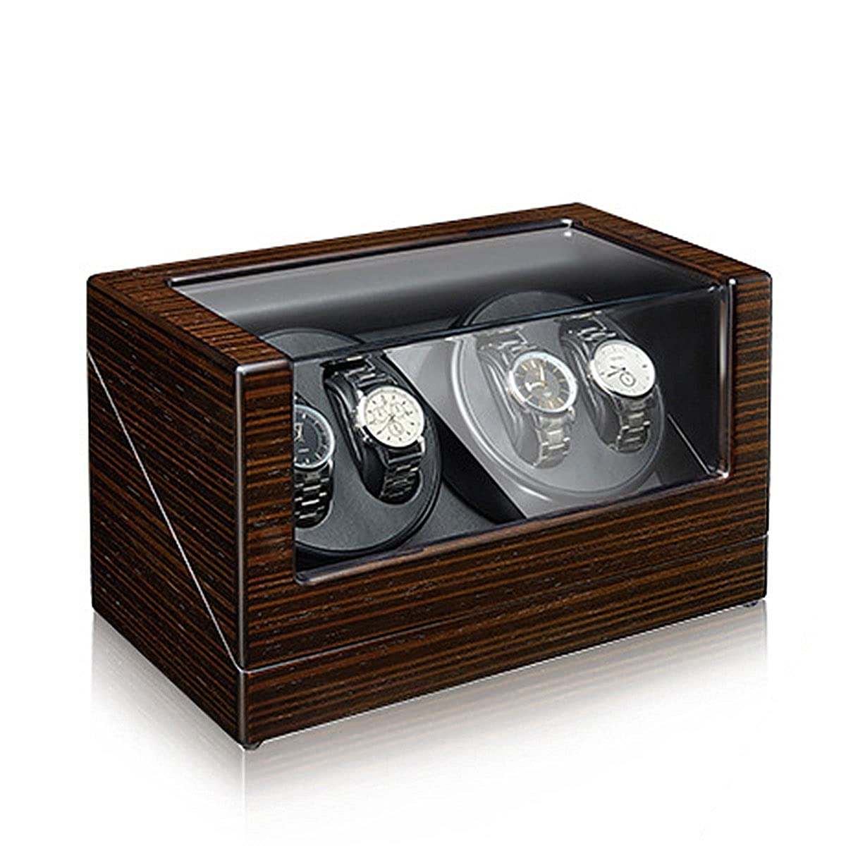 QUSYZD Watch Boxes Watch Winder, 4 Watch Winders Box for Automatic Watches with Extremely Quiet Motor, Adjustable Watch Pads,F-A