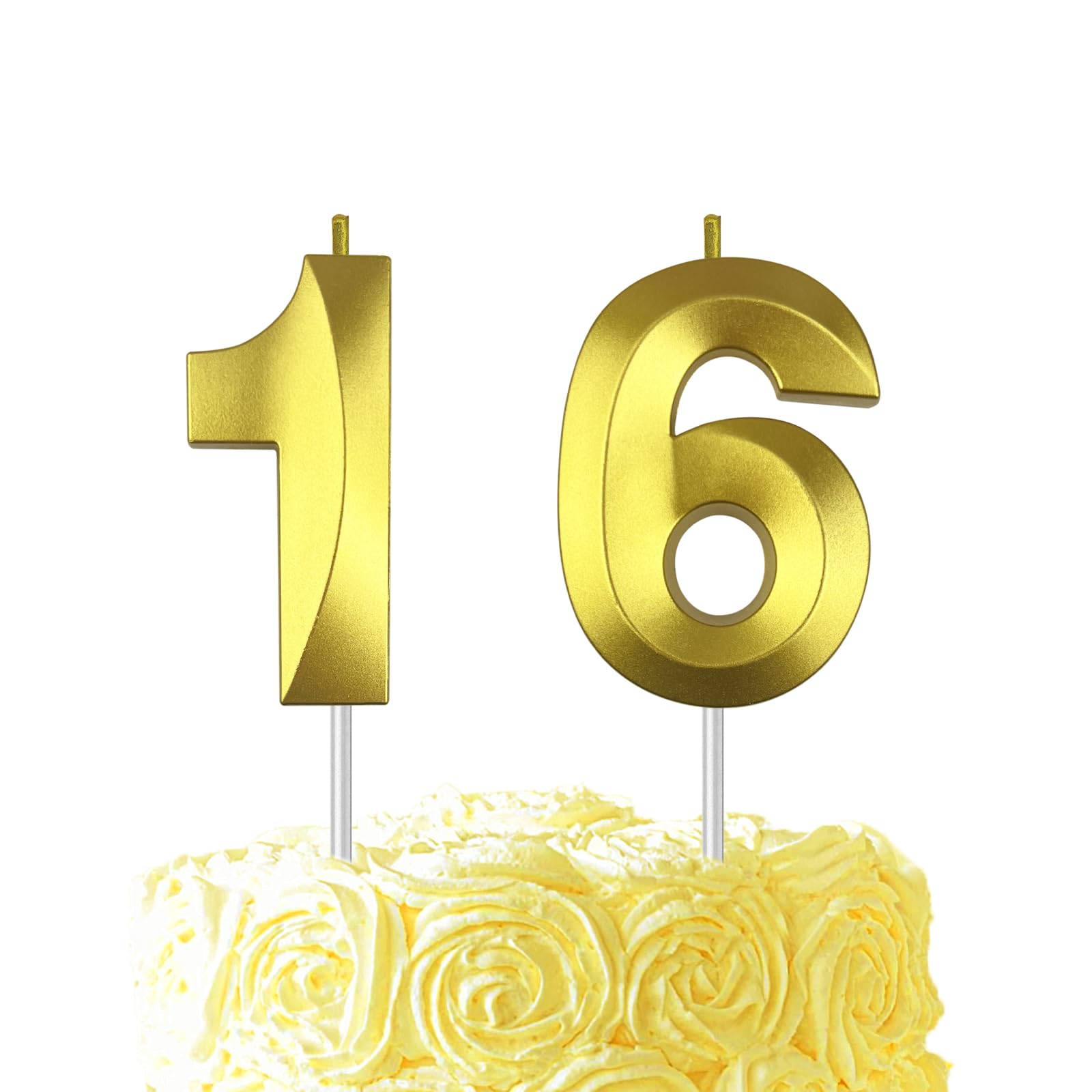 Gold Birthday Number 16 Candles for Wedding Party Cake Decorations
