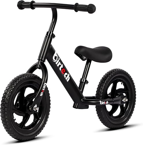 Miniatura 9 de Birtech Bicicleta de equilibrio para niños de 2 a 6 años, bicicleta de entrenamiento sin pedal de 12 pulgadas con altura de asiento ajustable,