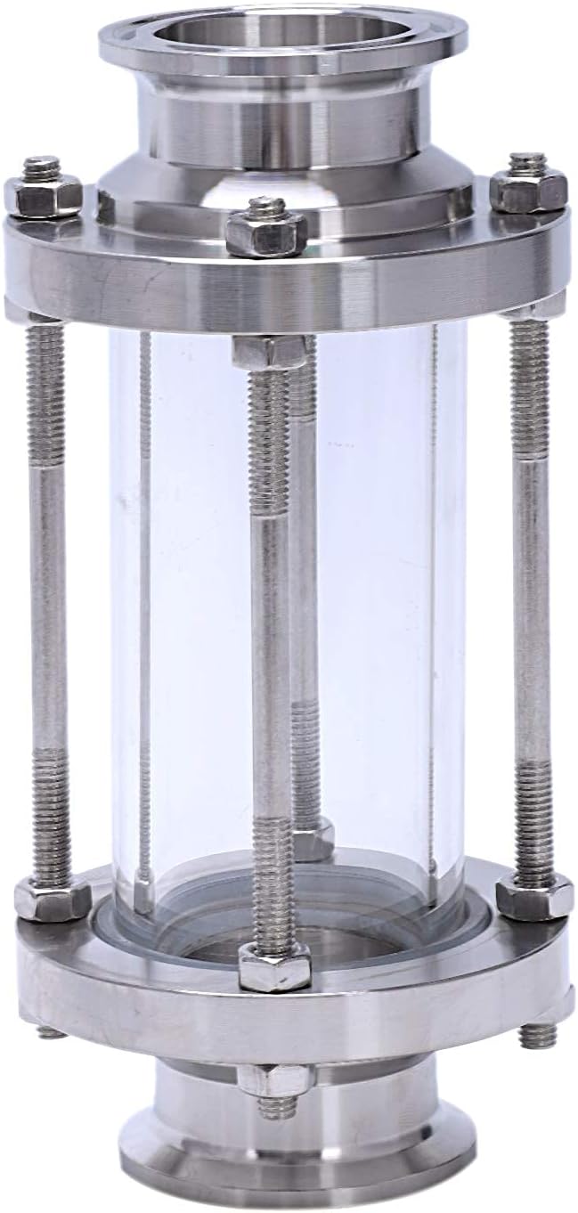 LSILDAN inLSILDAN Line Sight Glass with Clamp End,Flow Sanitary Straight Sight Glass SUS316 1.5 Inch Tri Clamp Type (Flow Pipe OD 38MM)
