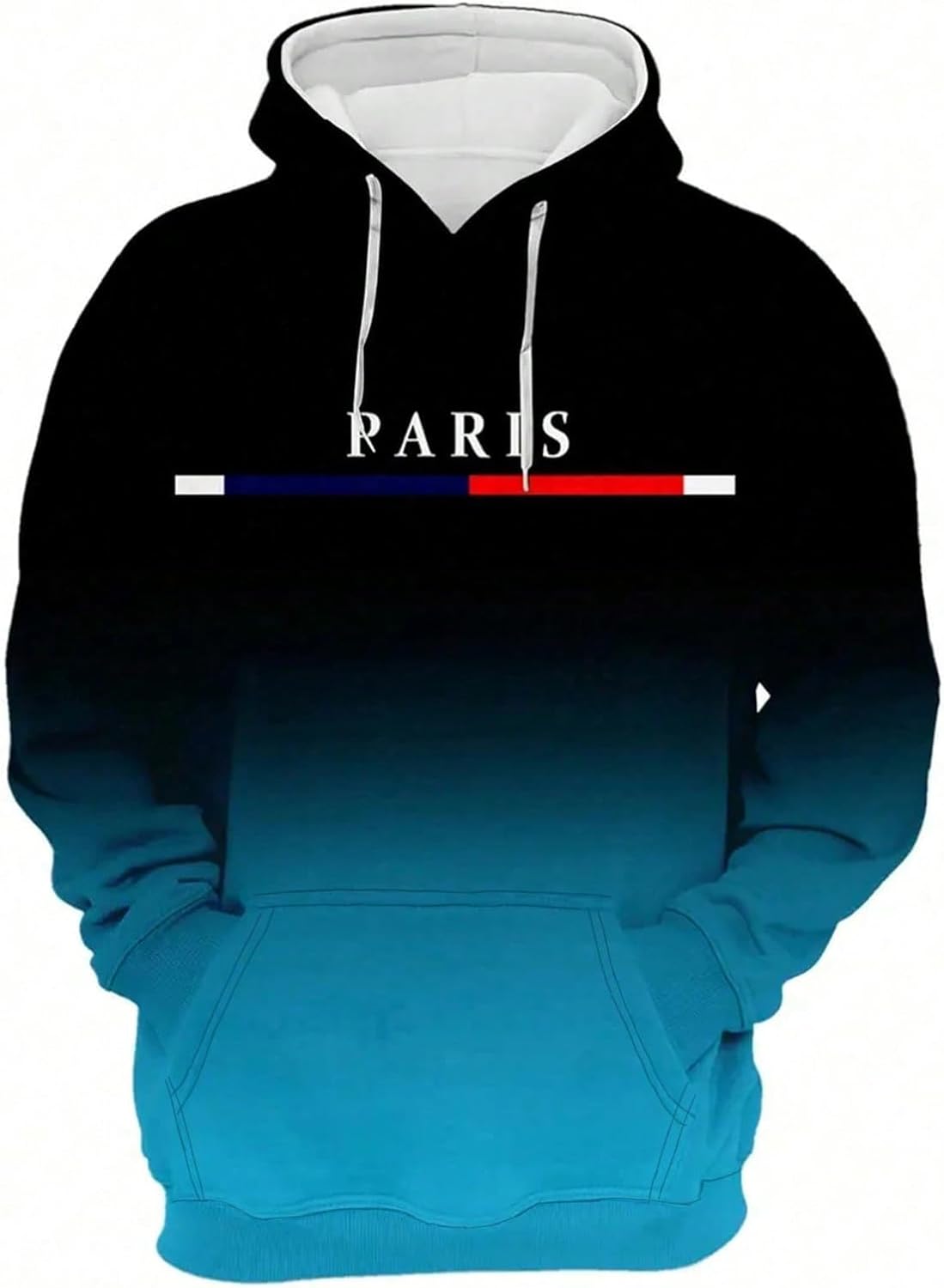 GORGLITTER Men's Letter Graphic Hoodies Y2K Oversized Ombre Fleece Lined Hooded Sweatshirt Pullover Top - Image 4