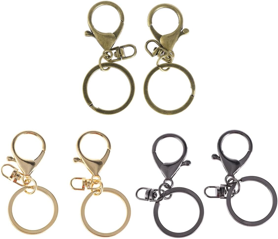 50pcs Gold Alloy Key Rings with Lobster Clasps for Handbag Crafts