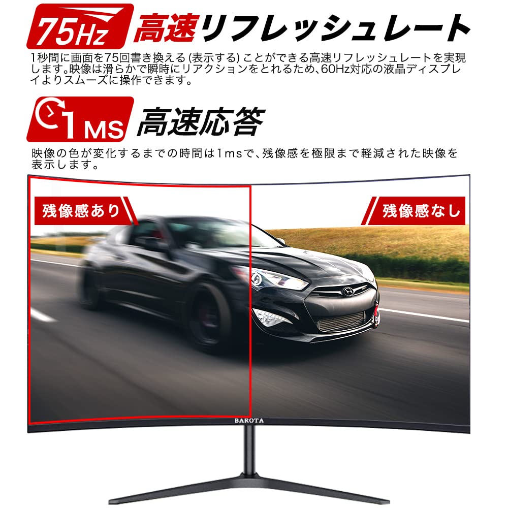 Amazon.co.jp: モニター 32インチ 曲面 スピーカー内蔵 湾曲率3000R