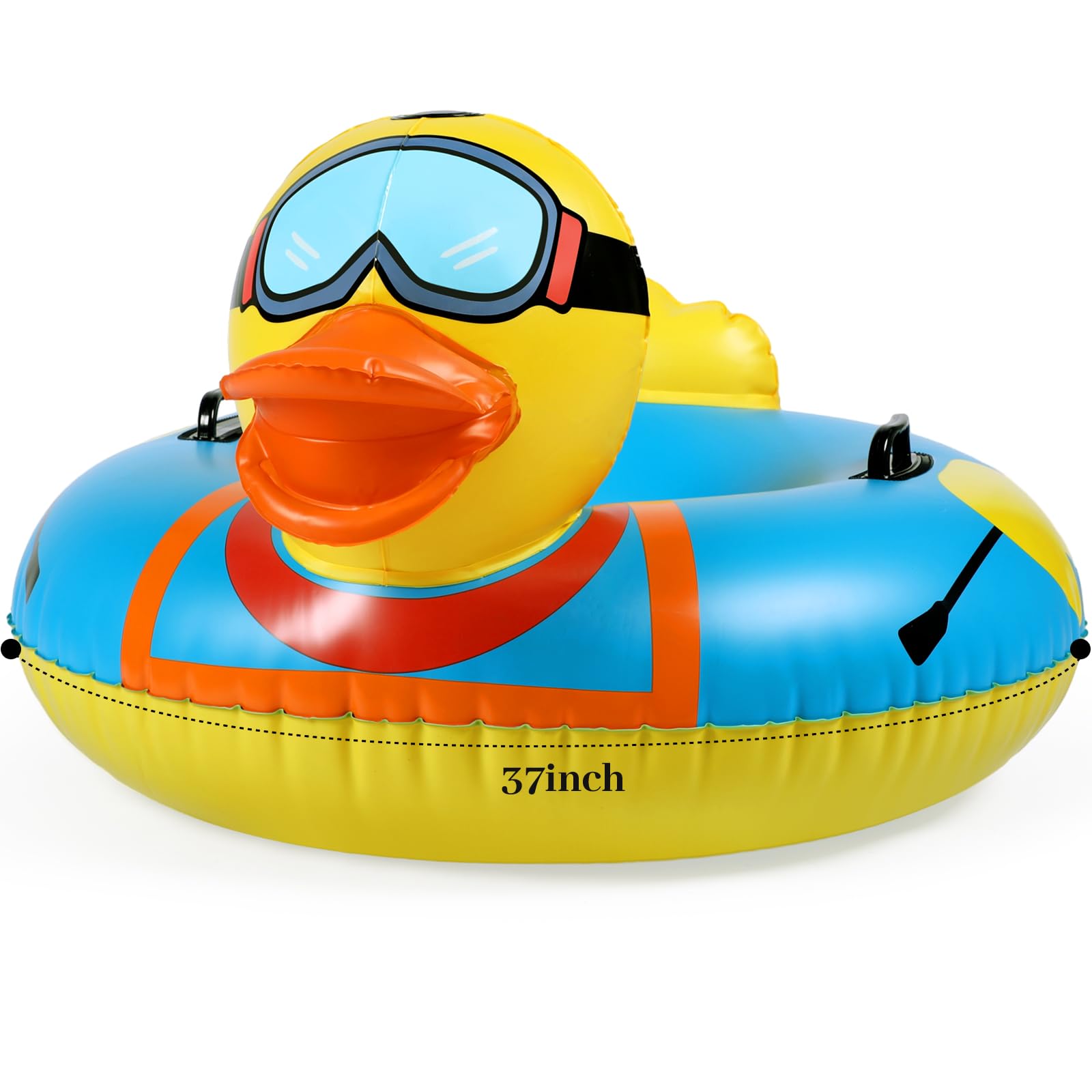 Winter Snow Tube Inflatable Duck, Heavy Duty Thickened Bottom Higher Sturdy Handles Cold-Resistant PVC Snow Sled for Kids and Adult Sledding Skiing Winter Outdoor Fun