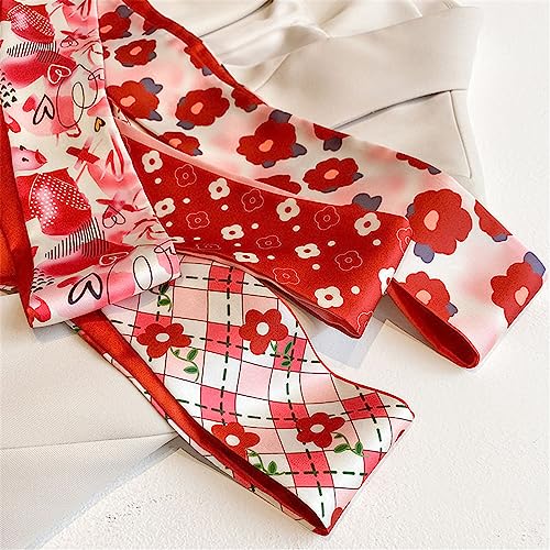 QTMY 4 Pack Purse Scarf for Bags Silk Head Scarf for Hair Handbag Women Scarfs Band Hair Neck Scarves Fashion Gifts,053