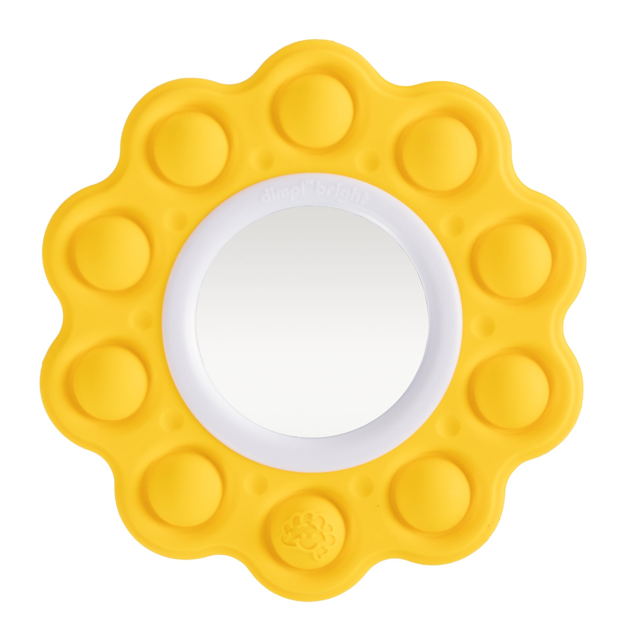 Fat Brain Toys Dimpl Bright, Push and Pop Dimple Fidget Toy with Double Sided Mirror, BPA Free Silicone Baby Sensory Toys