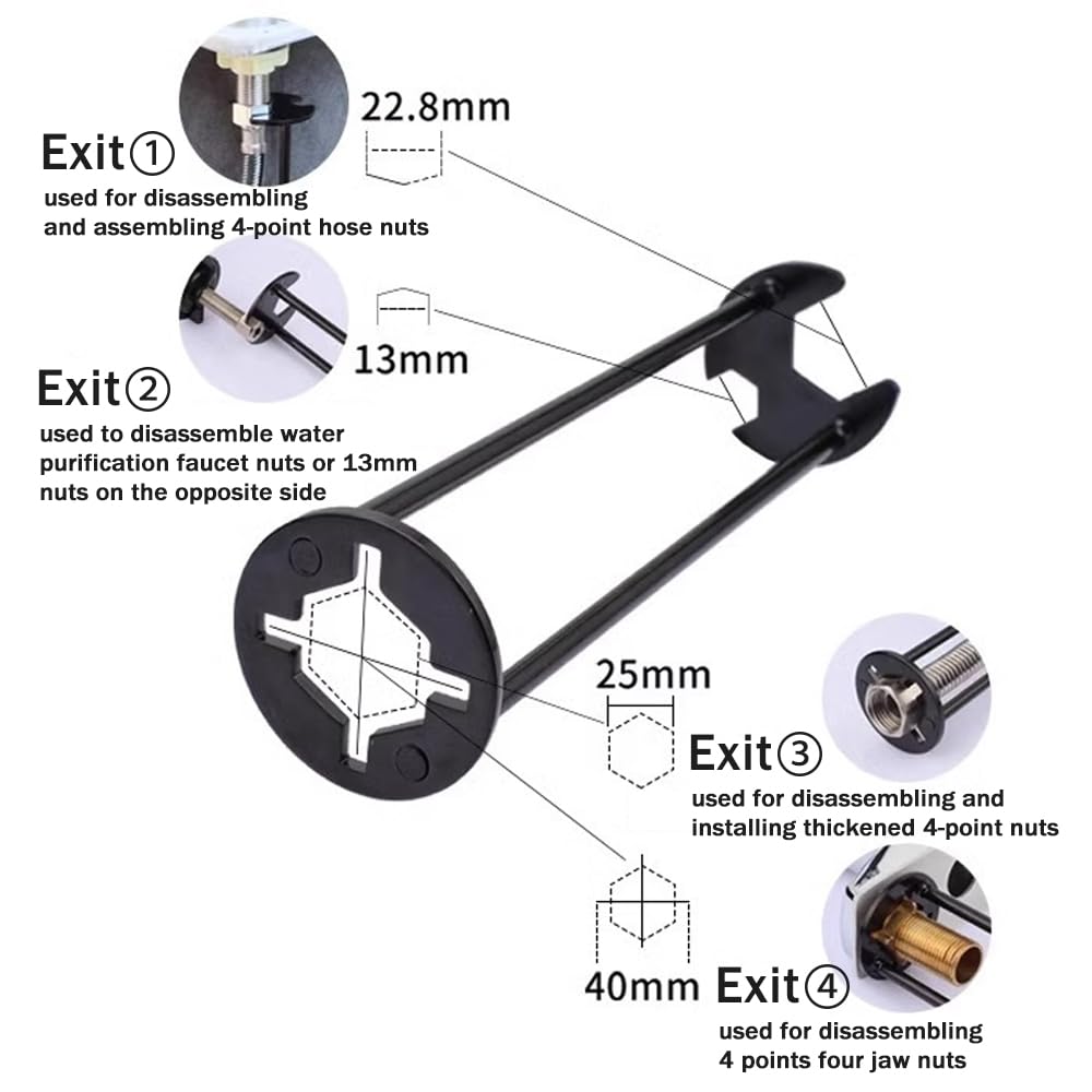 Set Di 2 Chiavi Per Rubinetto - 7 Misure Multifunzione Per Riparazioni Bagno E Cucina - Foto 3