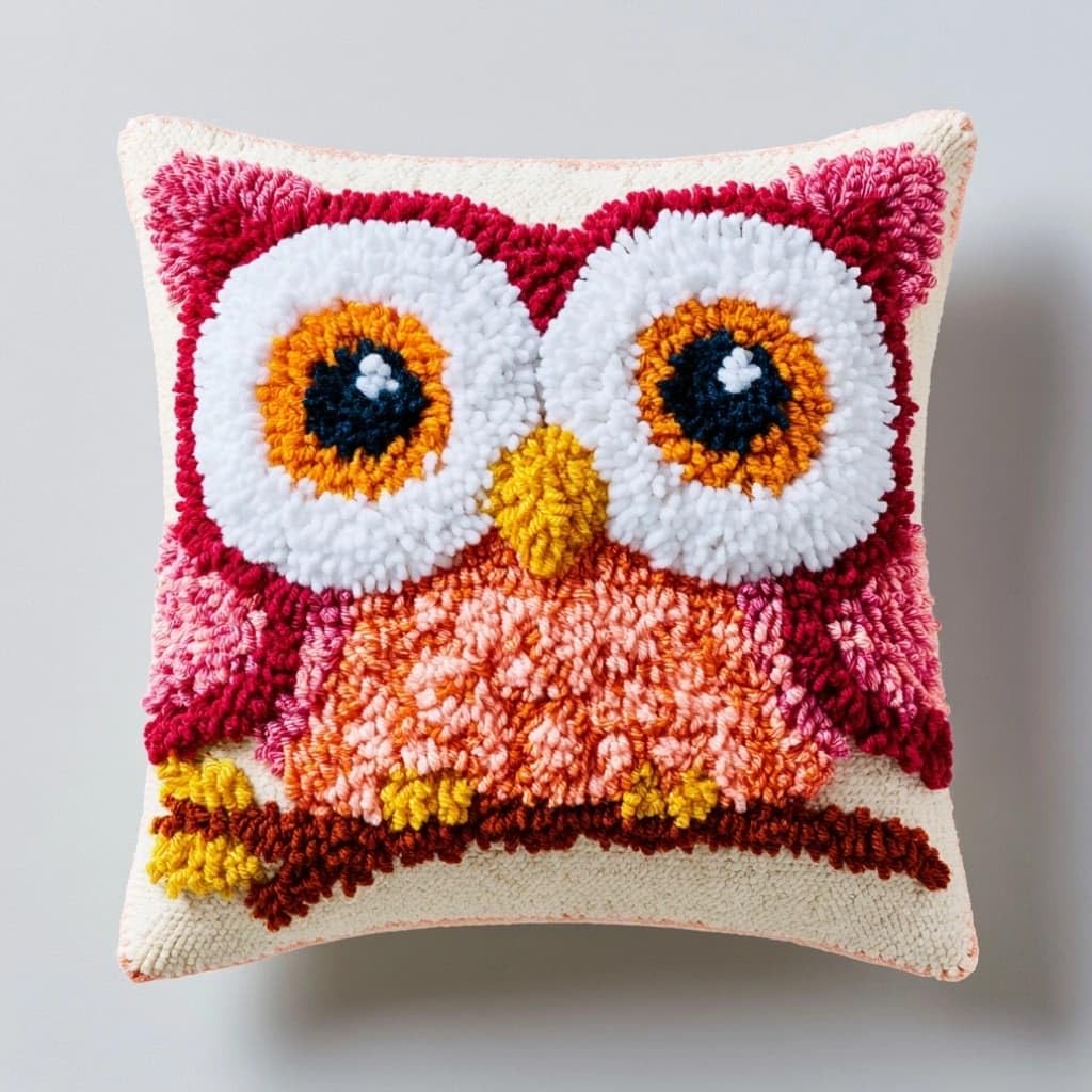 Taxpy DIY Latch Hook Pillow Kit Owl 17X17 Inch