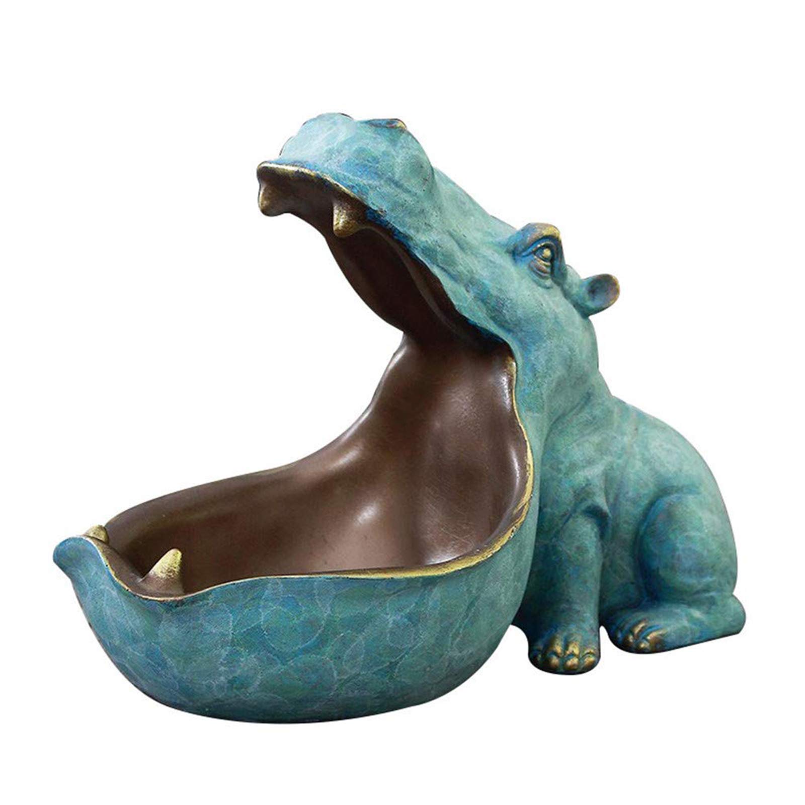 Tauzveok Big Mouth Hippo Key Bowl, Hippo Figurine Key Storage Holder, Desktop Candy Dish Organizer for Home Wallet Coin Jewelry Storage, Grey