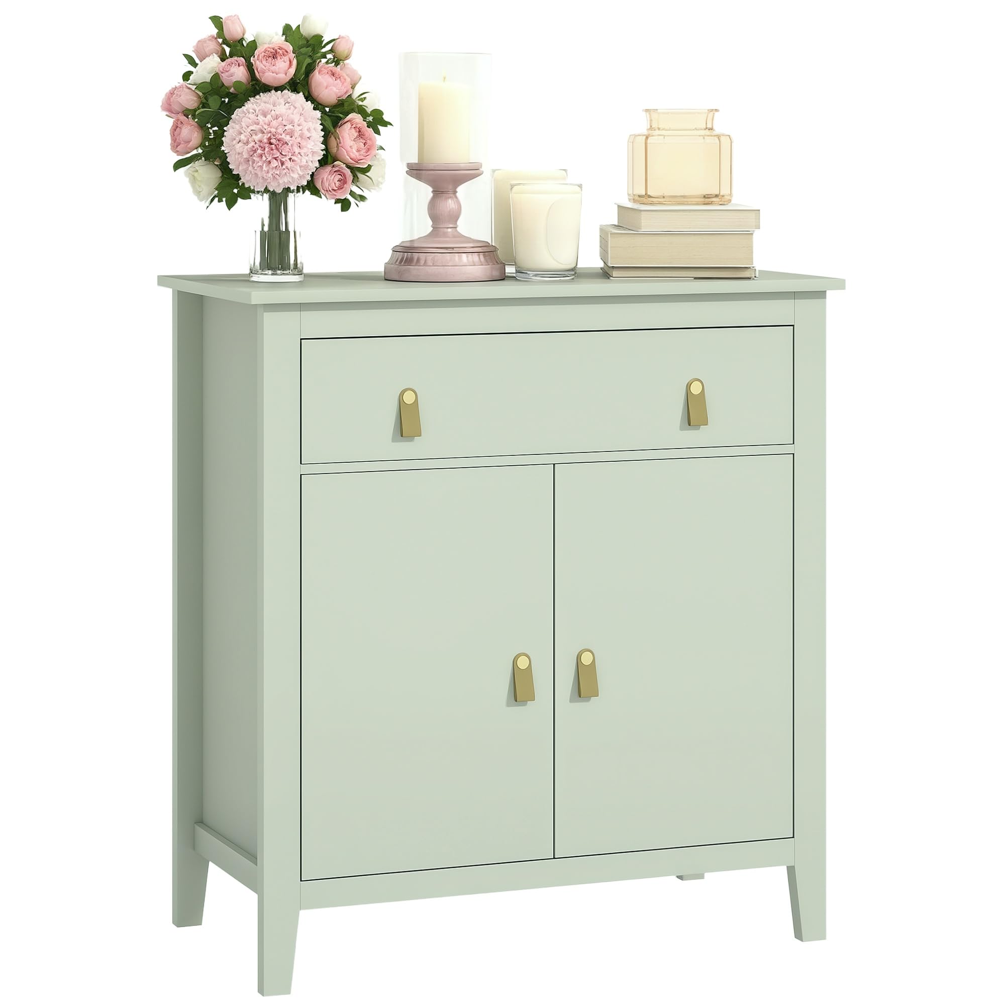 HOMCOM Buffet Salon avec Tiroir, Double Porte, 80 x 40 x 90 cm, Vert Clair
