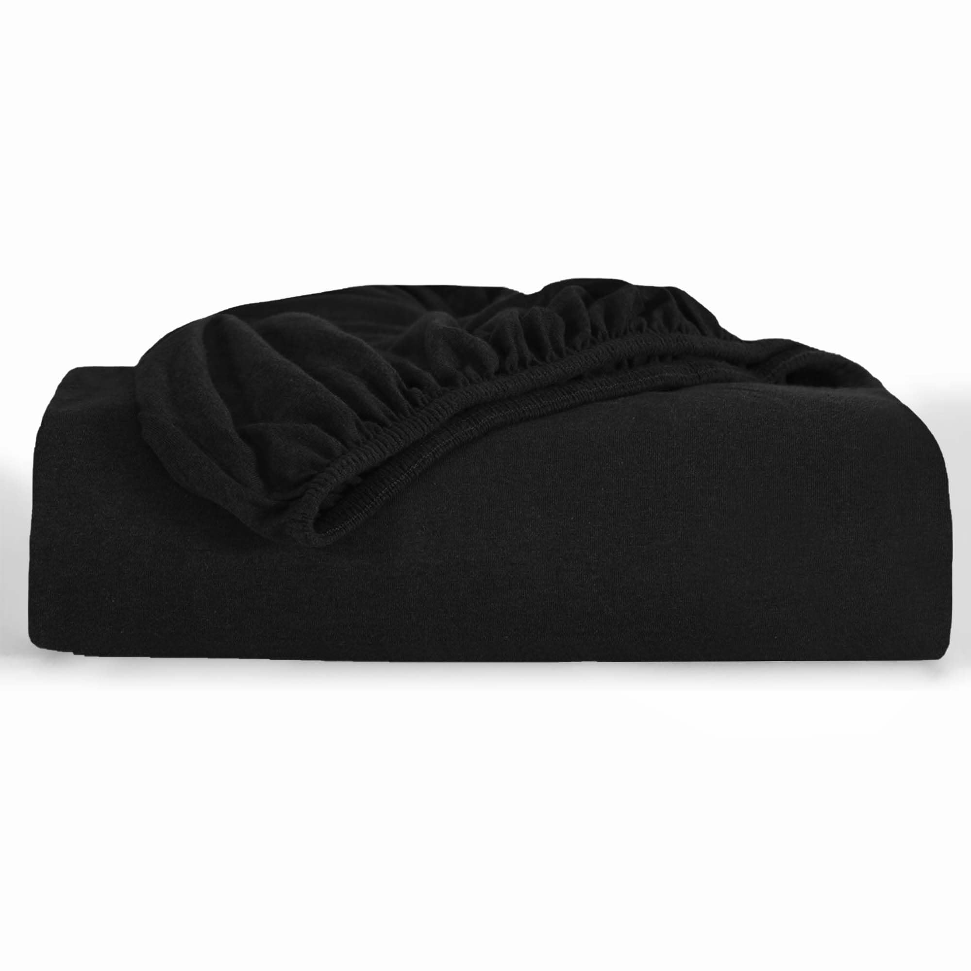 Oxford Homeware King Size Fitted Sheets, 30 Cm Deep Pocket Jersey Fitted Sheet Black