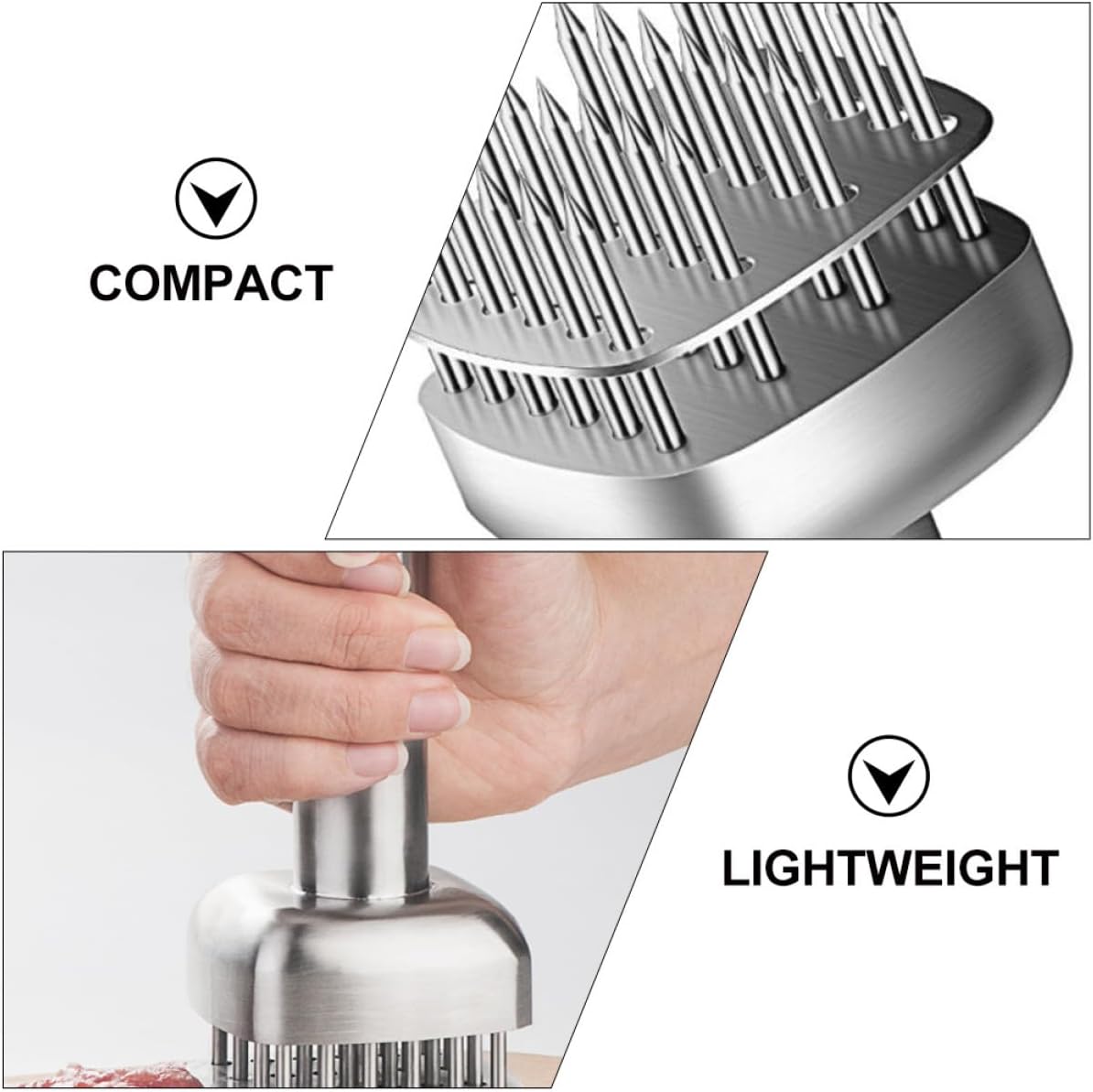 Ciieeo Meat Tenderizer Needle and Beef Pounder 304 Stainless Steel Steak Tenderizing Tool for Household Cooking and Bbq, Single Piece Kitchen Meat Tenderizer Tool for Poultry, Pork,