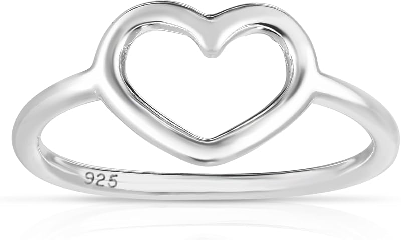 925 Sterling Silver Heart Stackable Ring Band for Women - Made in Italy Comes With a Gift Box