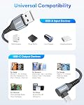 SUNGUY Right Angle USB C Cable 1FT [2 Pack], 90 Degree USB A to USB C Charger Cable Fast Charging Data Transfer Braided for iPhone 17/6/15 Pro Max, Samsung Galaxy S25 S24 S23 S22, Pixel, iPad